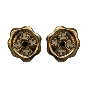 Givenchy Signed Vintage Gold Tone Hexagonal Earrings With Enamel Detail (Clip-on)