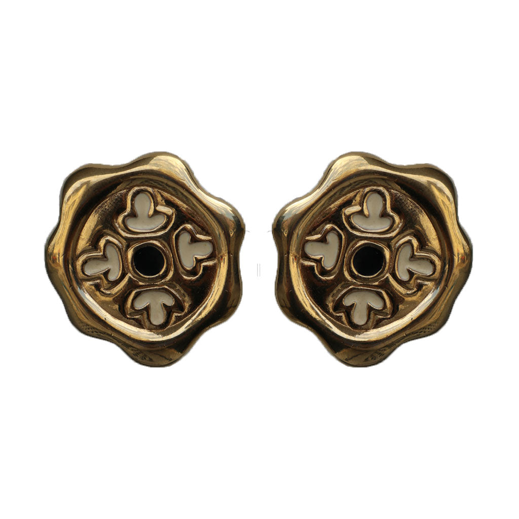 Givenchy Signed Vintage Gold Tone Hexagonal Earrings With Enamel Detail (Clip-on)