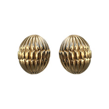Load image into Gallery viewer, Givenchy Signed Vintage Ribbed Gold Tone Oval Earrings (Clip-on)