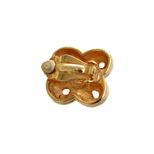 Load image into Gallery viewer, Givenchy Signed Vintage Gold &amp; Amber Tone Four Leaf Clover Earrings (Clip-on)
