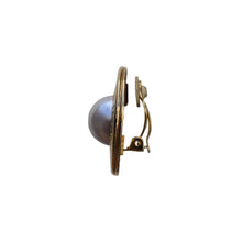 Load image into Gallery viewer, Vintage Signed &#39;Givenchy&#39; Gold Tone Large Round Centre Pearl Earrings (Clip-On) c.1980s