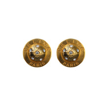 Load image into Gallery viewer, Signed &#39;Celine&#39; Vintage Round Gold Tone &amp; Clear Crystal Earrings (Clip-On) Late c.1980s