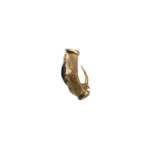 Large Rectangular Gold Tone Textured & Teal Crystal Vintage Scherrer Paris Earrings (Clip-On) c.1980s