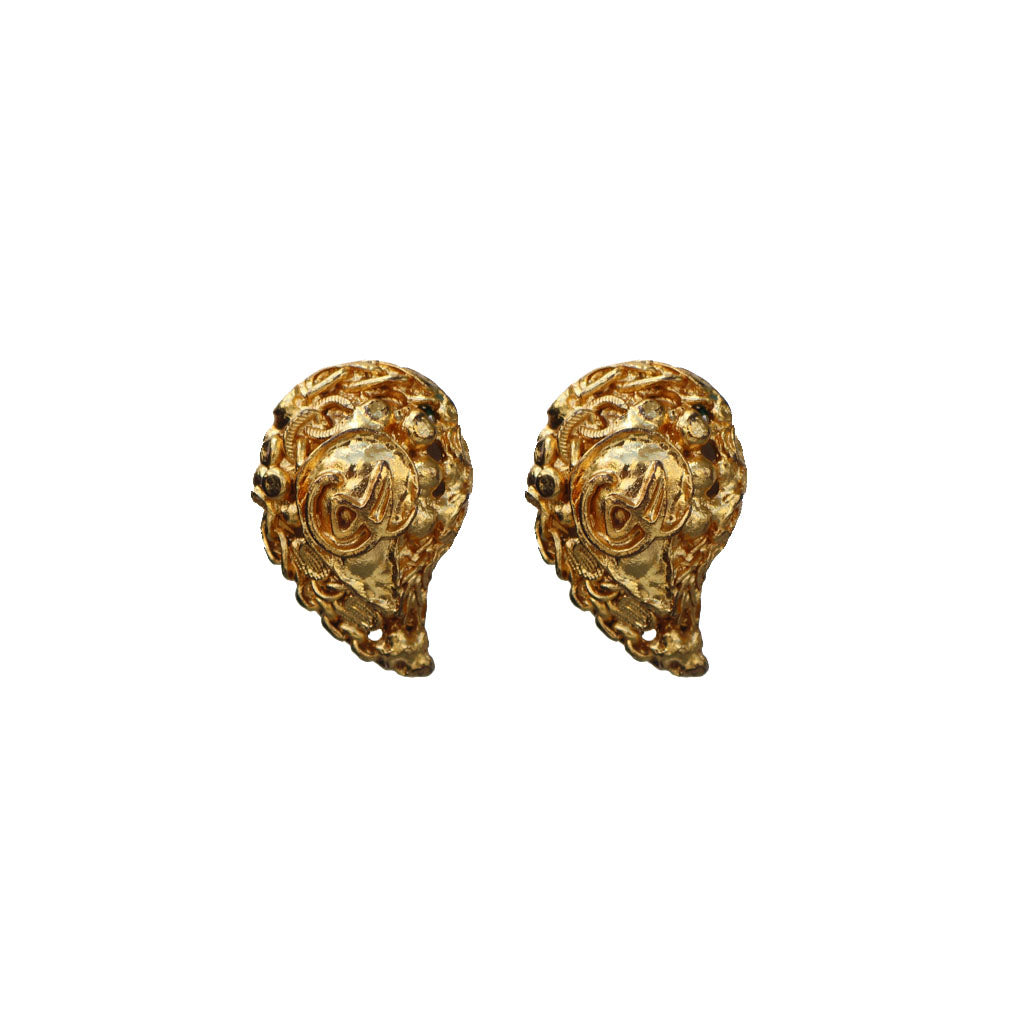 Signed Vintage Christian Lacroix Comma Gold Tone Earrings (Clip-On) c.1980s