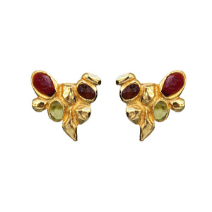 Vintage Christian Lacroix Twiggy Coral Gem Earrings (Clip-On) c.1980s