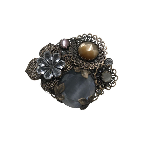 Giorgio Armani Gunmetal Floral Boquet Vintage Brooch c.1990s