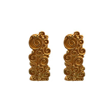 Load image into Gallery viewer, Karl Lagerfeld Half Moon Swirl Painterly Textured Yellow Gold Tone Earrings (Clip-on) c.1980s
