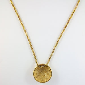 Vintage Signed Christian Dior Gold Plated & Crystal Pendant Necklace