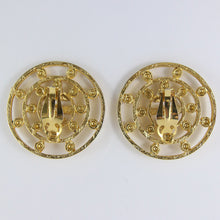 Load image into Gallery viewer, Vintage Signed &#39;Givenchy&#39; Gold Tone Large Round Earrings With Small Crystal in Centre (Clip-On) c.1980s