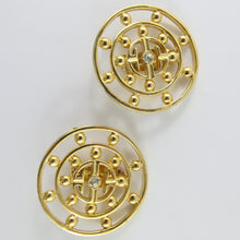 Load image into Gallery viewer, Vintage Signed &#39;Givenchy&#39; Gold Tone Large Round Earrings With Small Crystal in Centre (Clip-On) c.1980s