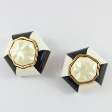 Load image into Gallery viewer, Chanel Vintage B&amp;W Earrings With Faux Pearl c. 1970 (Clip-on) - Harlequin Market