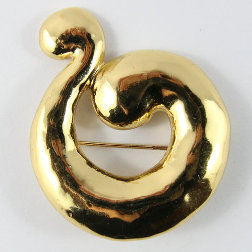 Yves Saint Laurent Signed 'YSL' Vintage Gold Tone Paisley Shaped Brooch