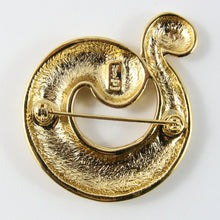 Load image into Gallery viewer, Yves Saint Laurent Signed &#39;YSL&#39; Vintage Gold Tone Paisley Shaped Brooch