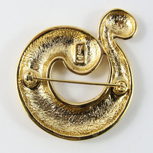 Yves Saint Laurent Signed 'YSL' Vintage Gold Tone Paisley Shaped Brooch