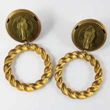 Load image into Gallery viewer, Vintage Gold-Tone Hoop Earrings With Red Stone (New York)