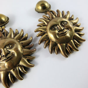 Vintage Bronzed Sun Earrings  (New York)