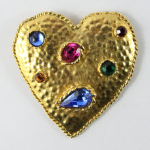 Load image into Gallery viewer, Vintage Signed &#39;Edouard Rambaud Paris&#39; Heart Shaped Brooch With Multi-Coloured Crystals