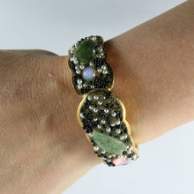 Load image into Gallery viewer, Vintage Clamper Bangle with Secret Watch (Beads and Gemstones)