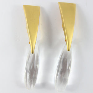Vintage Statement Gold-tone and Lucite Droplet Earrings (Clip-On)