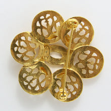 Load image into Gallery viewer, Signed Vintage Chanel Gold Plated Floral Tag Brooch