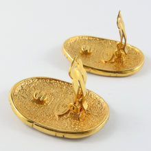 Load image into Gallery viewer, Vintage Signed Chanel CC Gold Oval Earrings With Crown Design c. 1980s (Clip-on)