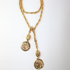 Signed Vintage Chanel Gold Plated Laurette Necklace