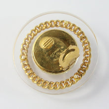 Load image into Gallery viewer, Signed Chanel Vintage Gold/Clear Tone &amp; Faux Pearl Round Earrings c. 1970 (Clip-on)