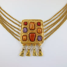 Load image into Gallery viewer, Christian Lacroix Vintage Piece Gold Plated Necklace With Stone Embellishments c. 1980