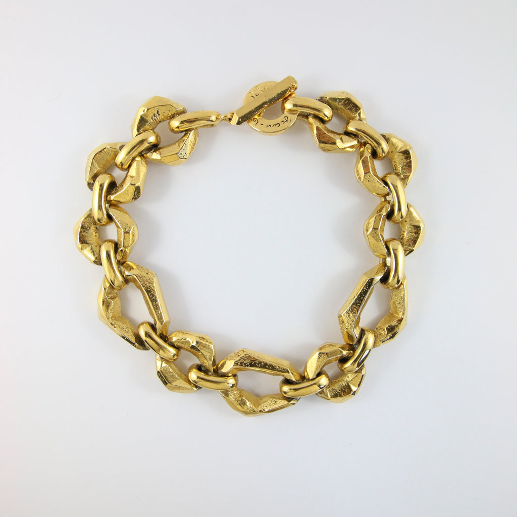 Vintage Gold Plated Chunky Chain Necklace with Toggle Enclosure