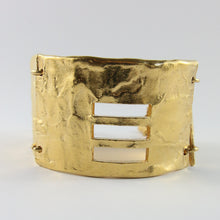 Load image into Gallery viewer, Vintage Statement Matte Gold Plated Beaten Finish Bracelet