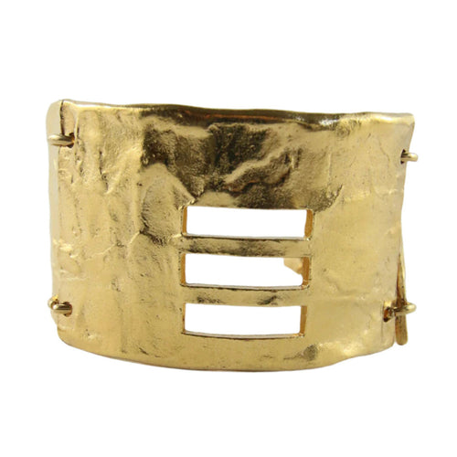 Vintage Statement Matte Gold Plated Beaten Finish Bracelet