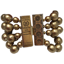 Load image into Gallery viewer, Signed &#39;Karl Lagerfeld&#39; Vintage Gold Tone Large Multi Beaded Bracelet
