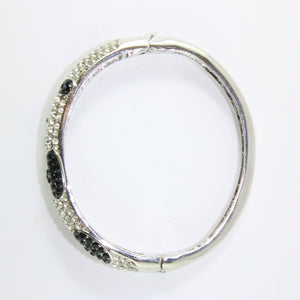 Ciner NY Black & Clear Crystal Encrusted Silver Bangle with Clasp
