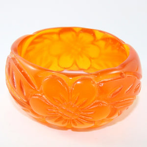 Vintage Unsigned Carved Resin Amber Bangle