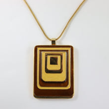 Load image into Gallery viewer, Lanvin Vintage Brown &amp; Caramel Enamel Disco Pendant Long Necklace