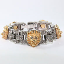 Load image into Gallery viewer, Ciner NY Silver &amp; Gold Lion Crystal Encrusted Bracelet with Clasp