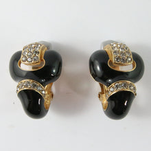 Load image into Gallery viewer, Ciner NY Black and Clear Crystal Encrusted Earrings (Clip-On)