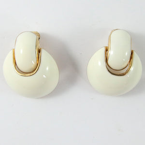 Ciner NY White Drop Earrings with Gold Plating  (Clip-On)