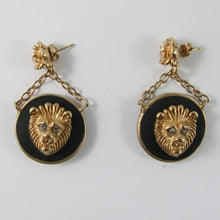 Load image into Gallery viewer, Ciner NY Matte Black and Gold Lion Head Earrings (Pierced)