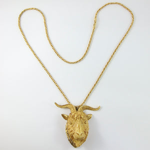 Vintage Large Goat Head Pendant Necklace