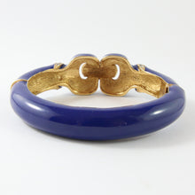 Load image into Gallery viewer, Ciner NY Royal Blue Enamel, Clear Crystal &amp; Gold Plated Cuff Bangle