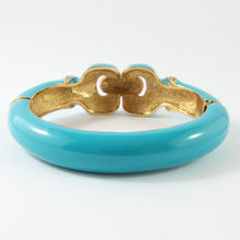 Load image into Gallery viewer, Ciner NY Turquoise Enamel, Clear Crystal &amp; Gold Plated Cuff Bangle