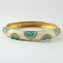 Load image into Gallery viewer, Signed Marcel Boucher Vintage Signed Turquoise , White &amp; Gold Bangle
