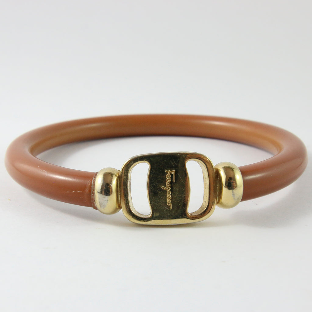 Vintage Signed Ferragamo Caramel Brown Bangle
