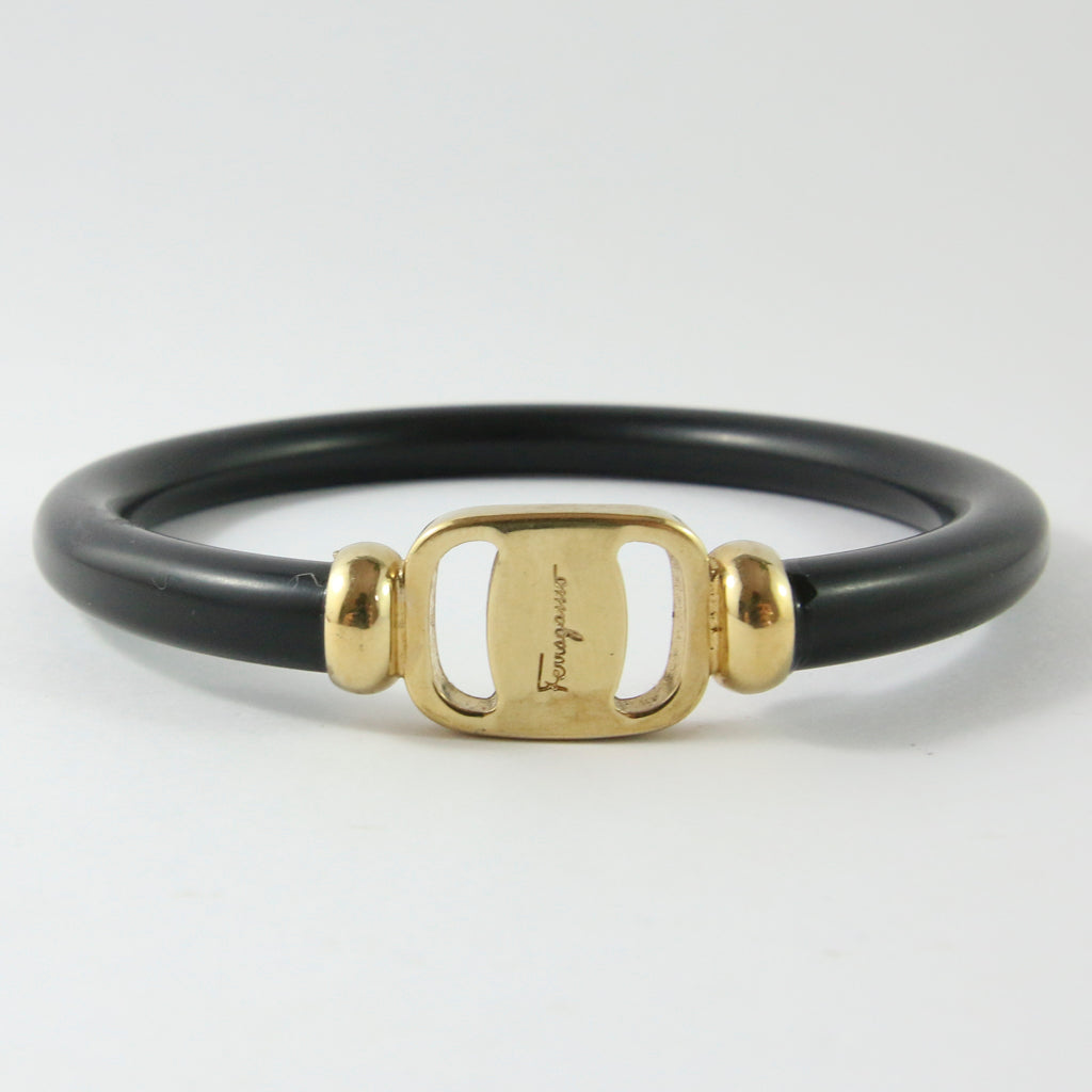 Vintage Signed Ferragamo Black Bangle