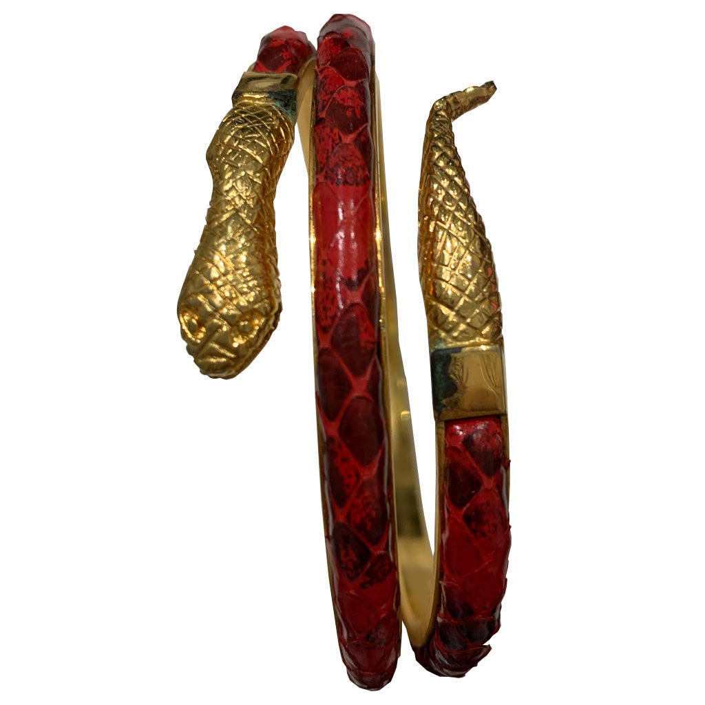Vintage Red Textured Snake Armband c.1970s