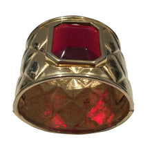 Load image into Gallery viewer, Vintage Signed &#39;Valentino&#39; Quilted Gold Tone &amp; Amber Glass Clamper Cuff