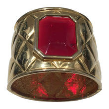 Load image into Gallery viewer, Vintage Signed &#39;Valentino&#39; Quilted Gold Tone &amp; Amber Glass Clamper Cuff