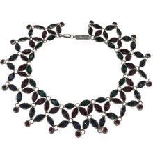 Load image into Gallery viewer, Limited Edition 098-500 Yves Saint Laurent Vintage Silver Tone, Emerald, Amethyst &amp; Indigo Floral Neckpiece