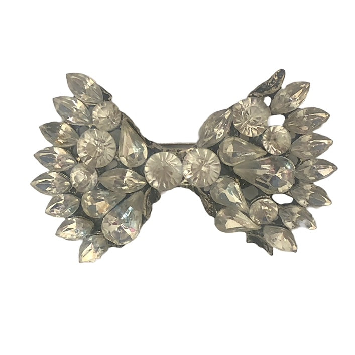 Vintage Clear Crystal Bow Brooch